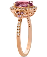 Le Vian Passion Fruit Tourmaline (1-1/2 ct. t.w.), Bubble Gum Pink Sapphire (1/10 ct. t.w.), & Nude Diamond (1/4 ct. t.w.) Halo Ring in 14k Rose Gold