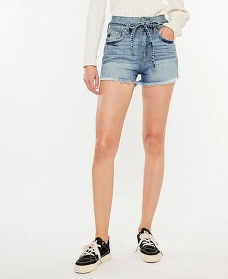 Kancan Women's Ultra High Rise Denim Shorts