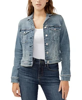 Silver Jeans Co. Women's Notched Crop Jean Jacket