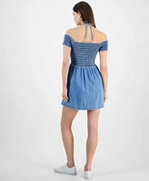 Tommy Jeans Women's Cotton Smocked-Bodice Fit & Flare Dress