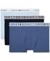Tommy Hilfiger Men's 3-Pk. Cotton Classics Trunks - Breezy Blue/bank Blue/desert Sky