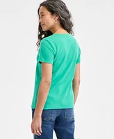Style & Co Petite Cotton Scoop-Neck Short-Sleeve Top, Created for Macy's