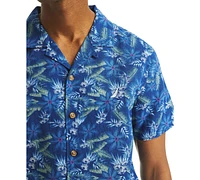 Nautica Men's Short Sleeve Button-Front Tropical Leaf Print Camp Shirt