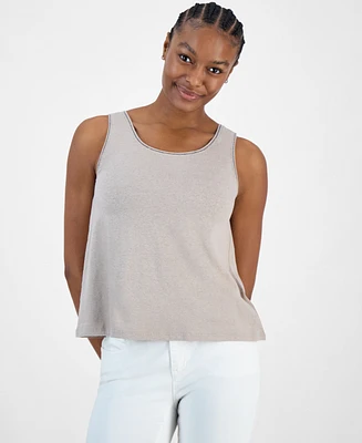 Charter Club Women's Embellished Linen-Blend Tank Top, Exclusively at Macy's