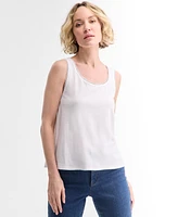 Charter Club Women's Embellished Linen-Blend Tank Top, Exclusively at Macy's