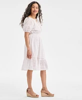 Style & Co Women's Cotton Eyelet Ruffled Midi Dress, Exclusively at Macy's