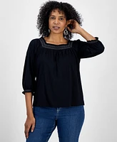 Style & Co Women's Smocked Square-Neck Top, Exclusively at Macy's