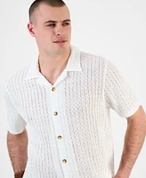 Guess Men's Liam Regular-Fit Open-Knit Jacquard Button-Down Shirt