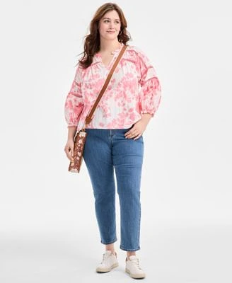 Style Co Plus Size Printed Top High Rise Straight Leg Jeans Exclusively At Macys