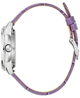 Bulova Women's Automatic Purple Leather Strap Watch 34.5mm