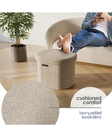 Ovel Boucle Ottoman Storage Bench-Modern Foot Stool