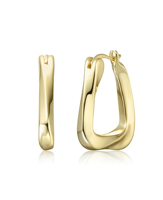 Wavy Twisted Hoop Earrings White Gold Plated or 14K