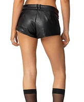 Edikted Womens Alba Faux Leather Shorts