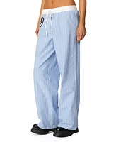 Edikted Womens Erez Contrast Waist Striped Pants