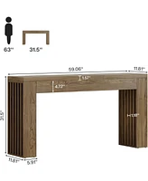 Tribesigns 59-Inch Long Wooden Console Sofa Table Behind The Couch with Vertical Slat Legs for Entrance, Hallway, Entryway, Living Room (Rustic Brown)