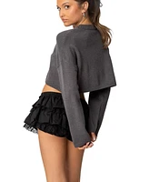 Edikted Womens Knit Bow Cropped Sweater