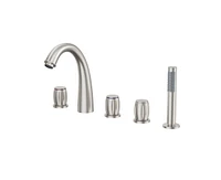 Casainc 3 Handles Deck Mounted Bathroom Tub Faucet Trim with Handshower