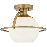 Possini Euro Oblys 12" Wide Warm Brass Ceiling Light - Possini Euro Design