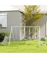 Outsunny Swing Set for Backyard, 5 in 1 Outdoor Playset,