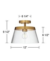 Possini Euro Everly 12" Wide Warm Brass Ceiling Light - Possini Euro Design