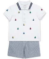 Little Me Baby Boys 2-Pc. Cotton Sailboat Polo Shirt & Shorts Set