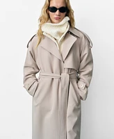 Mango Women's Oversized Belted Trench Coat