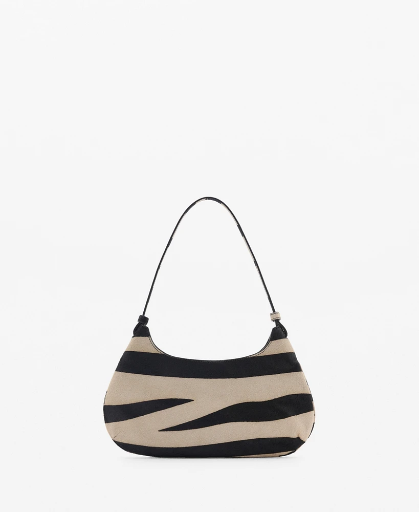 Mango Women's Zebra Print Leather Bag