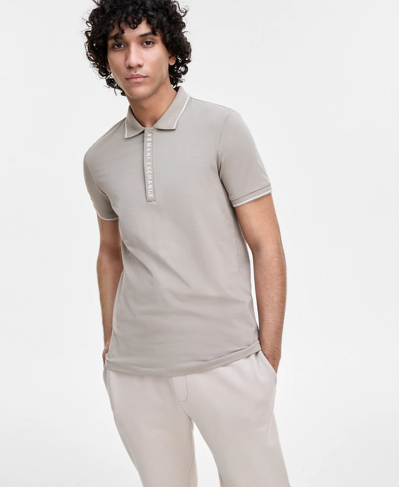 A|X Armani Exchange Men's Logo Zipper Polo Shirt