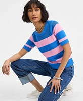 On 34th Womens Striped Short Sleeve Sweater High Rise Cuffed Straight Leg Jeans Carriee Flower Sneakers Exclusively At Macys