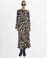 Mango Women's Zebra Print Flared Dress