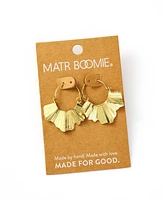 Matr Boomie Gold Tone Sayuri Ginkgo Leaf Hoop Earrings