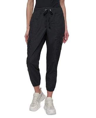 Dkny Sport Women's Cotton Ribbed-Waist Jogger Cargo Pants