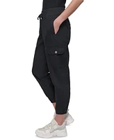 Dkny Sport Women's Cotton Ribbed-Waist Jogger Cargo Pants