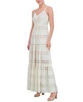 Eliza J Petite V-Neck Sleeveless Lace Maxi Dress