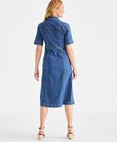 Style & Co Women's Short-Sleeve Denim Shirtdress, Exclusively at Macy's