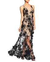 Dress the Population Women's Sydney Lace Floral-Applique Gown