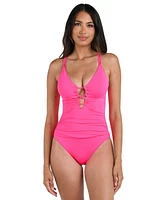 La Blanca Women's Island Goddess Lace-Up One-Piece Swimsuit