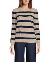 Lands' End Women's Tall Aran Cable Crew Neck Sweater