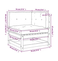 Patio Sofas Corner with Cushions 2 pcs Solid Wood Pine