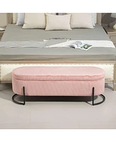 Upholstered Storage Ottoman Bench, Entryway Bench, End-of-Bed Bench for Bedroom & Living Room-The Pop Home