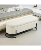 Upholstered Storage Ottoman Bench, Entryway End-of-Bed Bench for Bedroom & Living Room-The Pop Home