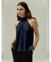 Minimalistic Allure Silk Halter Top for Women