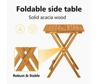 Folding Patio Table 23.6"x23.6"x29.5" Solid Acacia Wood