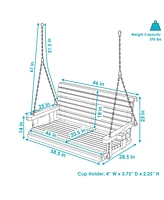 Traditional Wooden Hanging Porch Swing - 2-Person Bench - 58.5-Inch