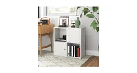 4-Cube Bookcase 3-Tier Bookshelf with Dual Anti-Tipping Kits and 2 Cabinets