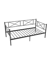 Platform Bed with Heavy-duty Metal Slat Support