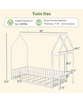 House Floor Bed Montessori Bed Frame with Storage Shelf