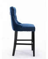 Velvet Bar Stools Set of 2, Button Tufted Upholstered Counter Height Chairs-The Pop Home