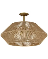 Possini Euro Pedro 24" Wide Brass and Rattan 4-Light Ceiling Light - Possini Euro Design