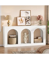 Tribesigns 70.9" Console Table with Storage, Wood Entryway Entry Table with 3 Arched Shelves for Foyer, Hallway, Living Room, Behind Couch Sofa,